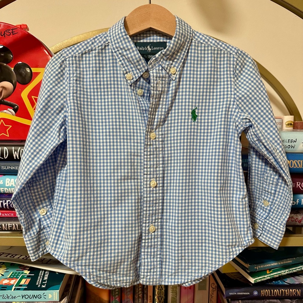 Ralph Lauren Light Blue & White Gingham Button-Down Shirt 👕🐎